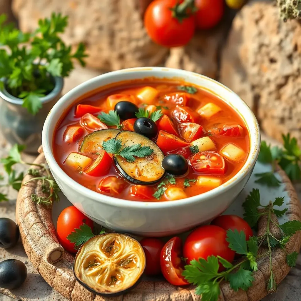 Ingrédients pour une soupe froide méditerranéenne végétarienne